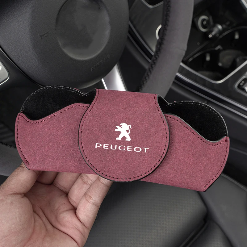 Car Sun Visor Glasses Case Sunglasses Holder Organizer For Peugeot 206 307 308 3008 207 208 407 408 508 2008 5008 107 106 205