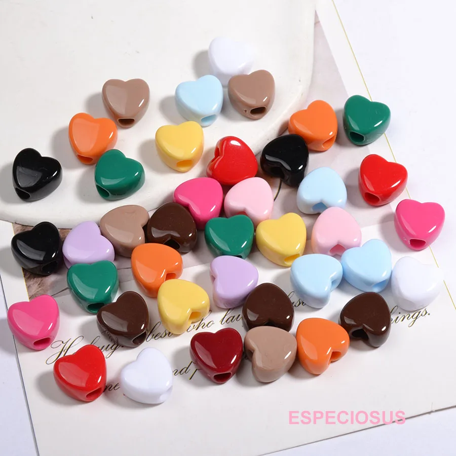 11MM Geschilderd Multi Color Acryl Hartvormig Groot Gat Losse Kralen DIY Sieraden Accessoires Ketting Fittings Afdelingen Spacer