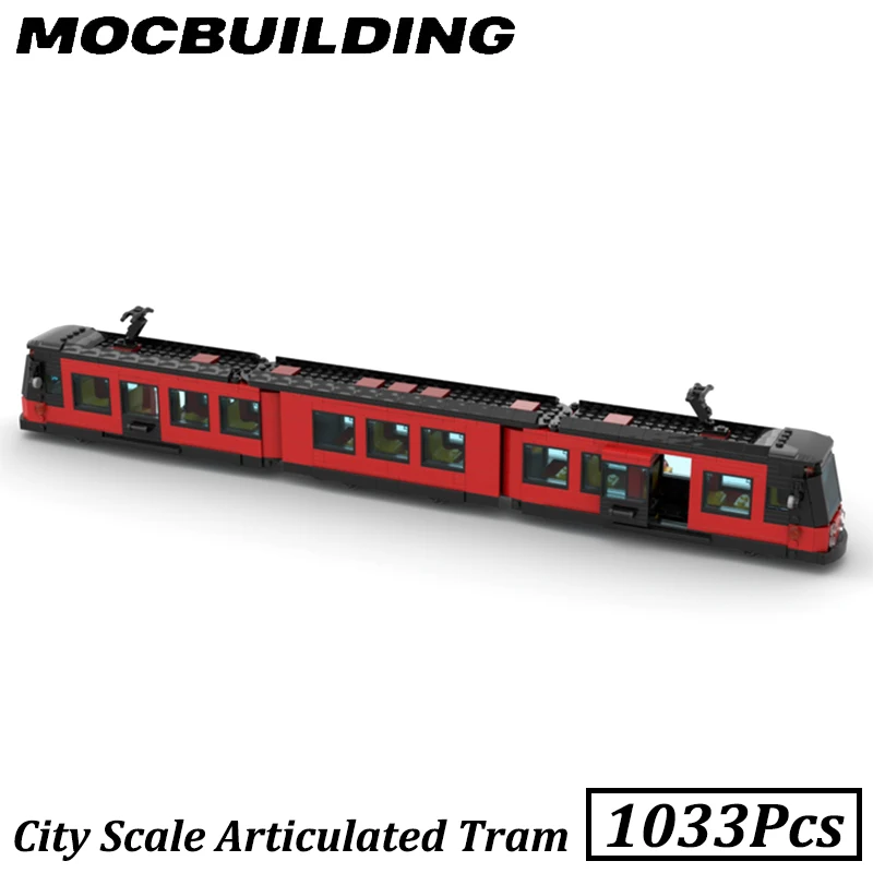 1033Pcs Articulated Tram Model City Scale MOC Building Blocks Rail Brick Toys Gift Display Construction Christmas Present