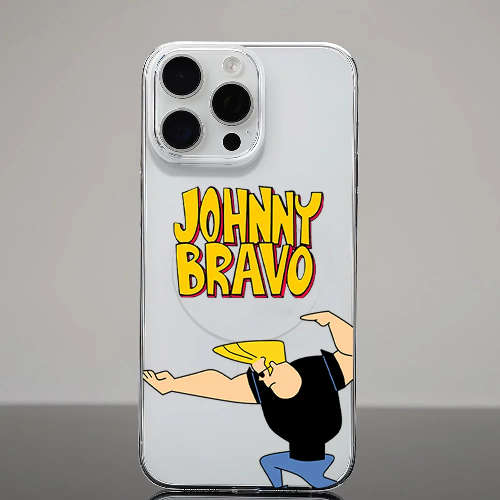 Johnny Bravo Cartoon Phone Case for iPhone 12 11 13 14 15 16 Max Pro Plus Magsafe Magnetic Wireless Cover