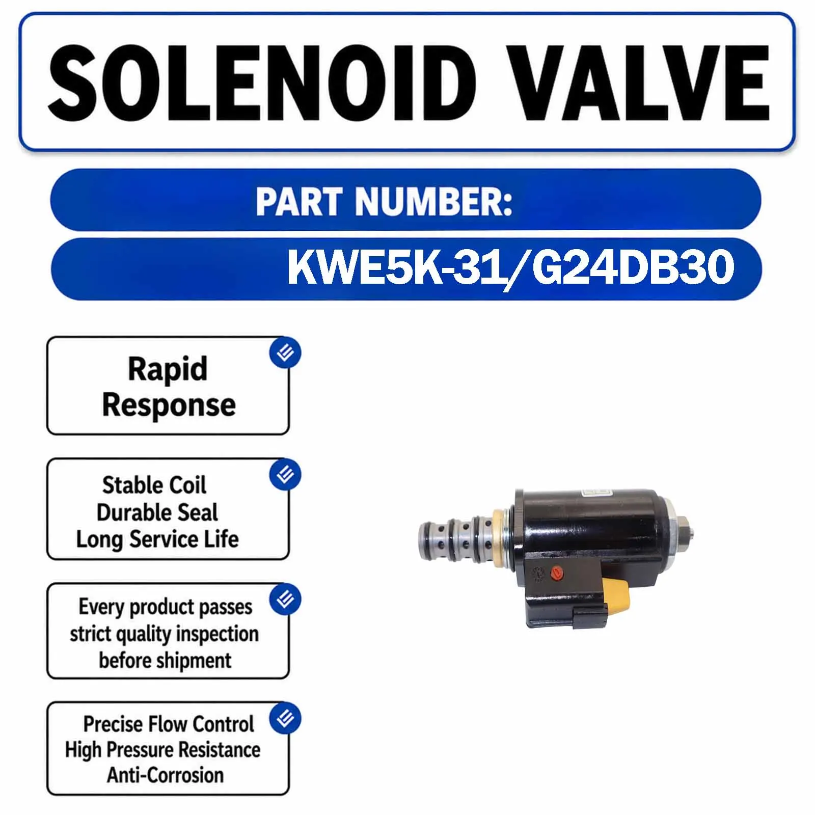 24V Solenoid Valve KWE5K-31/G24DB30 For Caterpillar CAT 3508 3512 Marine Products