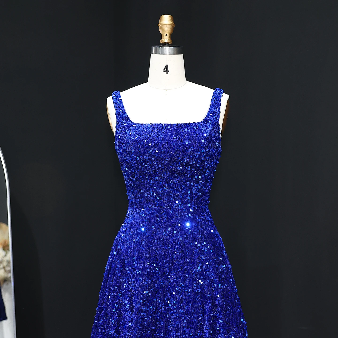 Sharon Said elegante azul real lentejuelas Spaghetti Strap vestido de fiesta corto vestidos de fiesta de noche SH250 personalizado