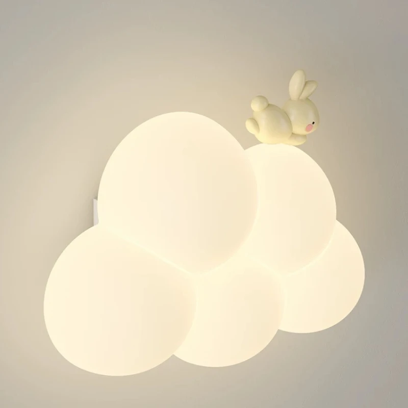 New Cream Style Cartoon Wall Lamp Living Room Background Wall Bedroom Bedhead Children's Light Home Wall Decoration LED Lighting