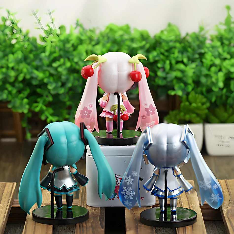 Bonito anime hatsune miku figura mini menina personagem ornamentos kawaii rosa verde hatsune decoração de mesa para casa brinquedos adultos presentes aniversário
