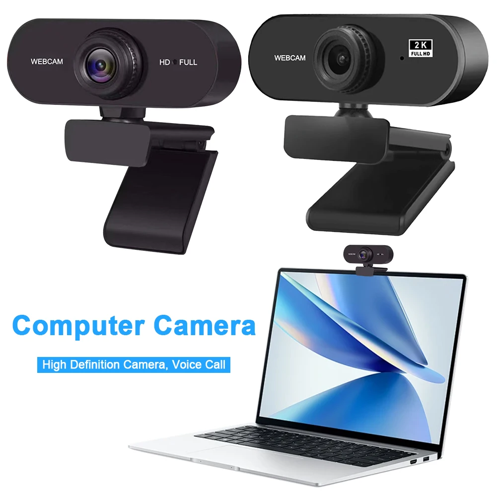 USB HD 1080P/2K Computer Camera Plug and Play with Microphone PC Webcam Autofocus for PC/Laptop Conferencing and Video Calling