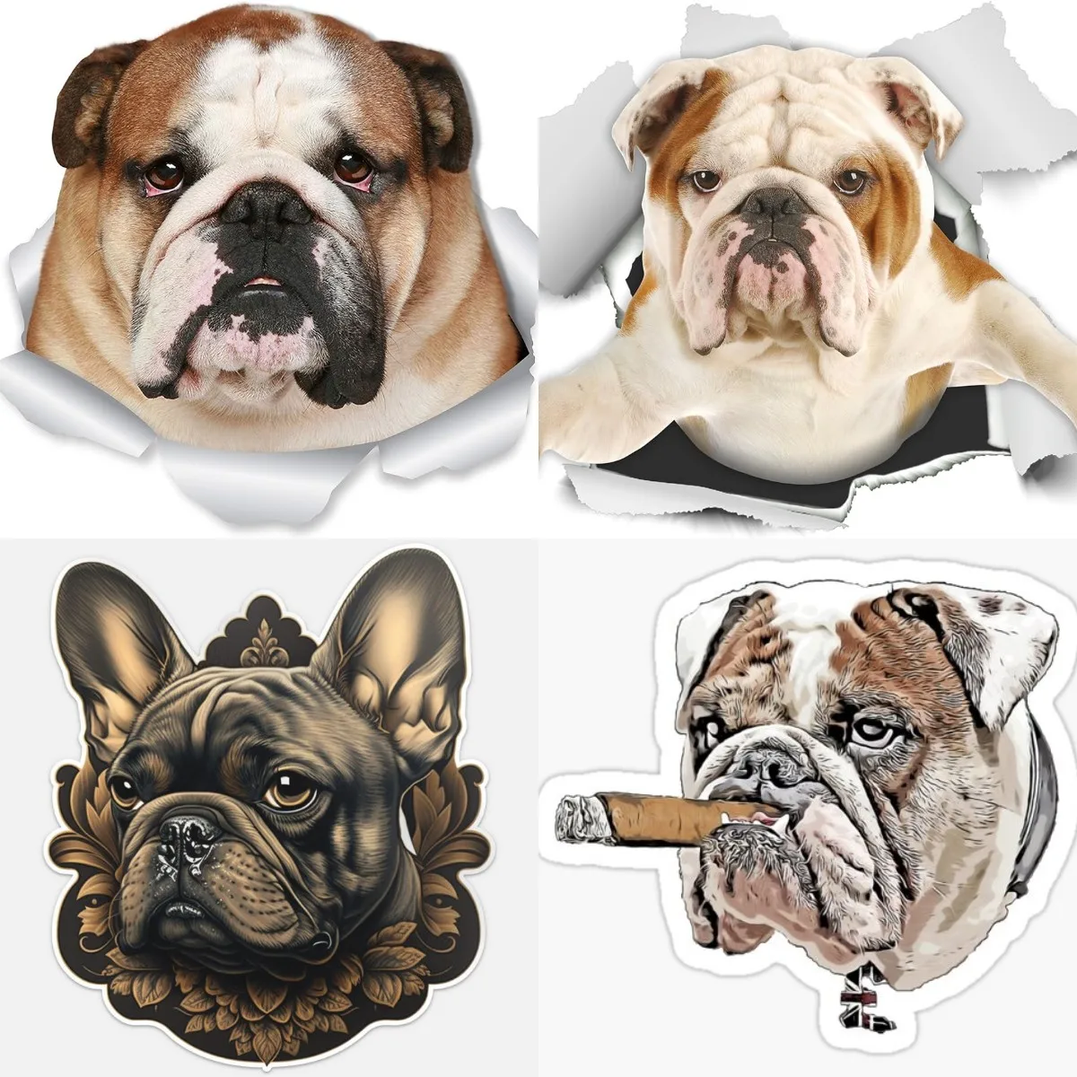 Funny Bulldog Wall Decals English Bulldog 3D Sticker Dog Decals for Walls, Cars, Toilet  Laptops Tumblers Windows Cars Trucks