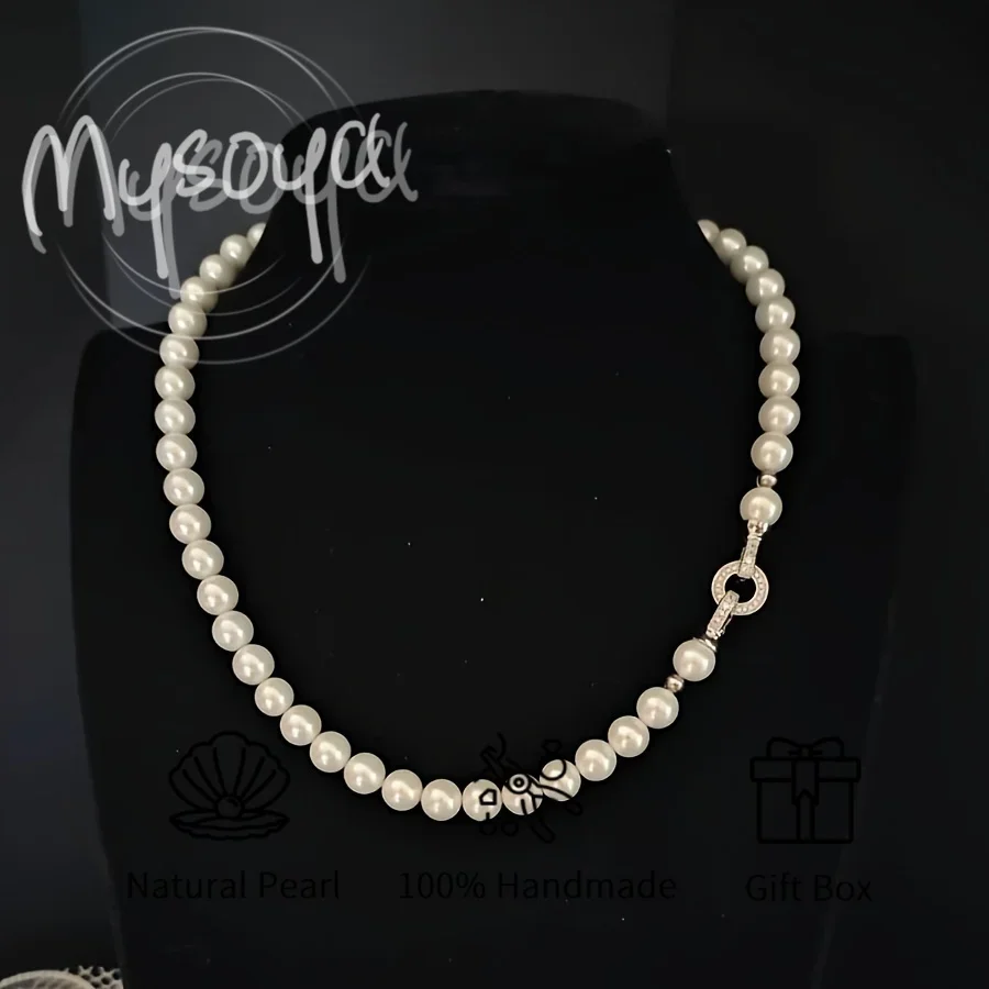 

MYSOYA элегантное простое ожерелье из пресноводного жемчуга 7-8 мм жемчужная подарочная коробка идеально подходит для дня рождения, дня Святого Валентина, годовщины, свадьбы, подарка