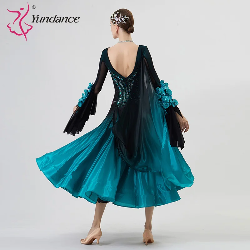 B-22248 New Women Modern Dance Rhinestone Color Diversity Dress Ballroom National Standard Waltz Competition Performance