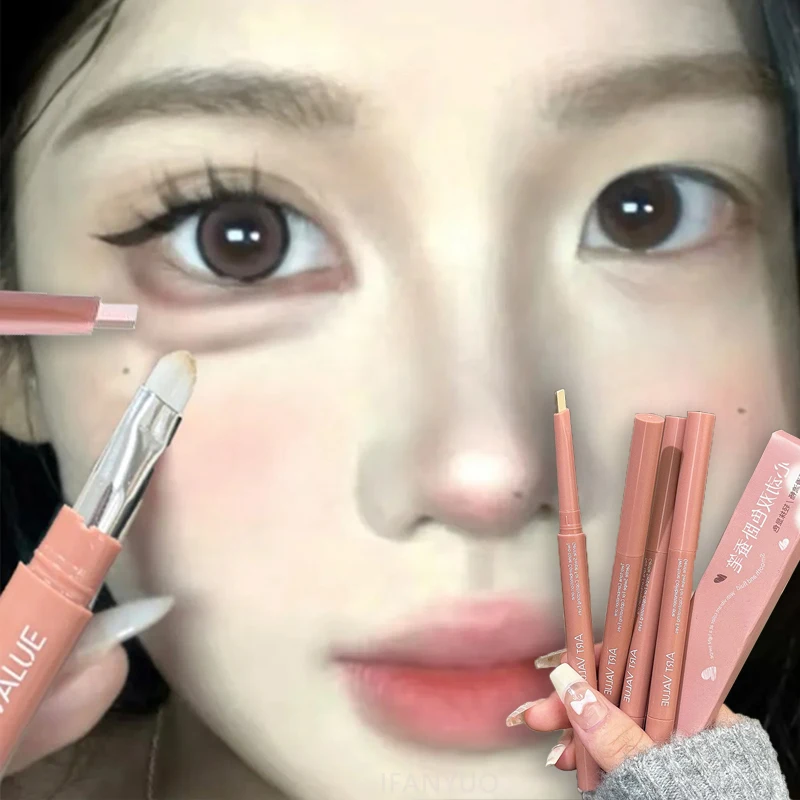 2-in-1 zweifarbiger Liegender Seidenraupenstift Textmarker Nude Lower Eyelid Contour Shadow Aegyo-sal Zweifarbige natürliche Formen in einem Schritt