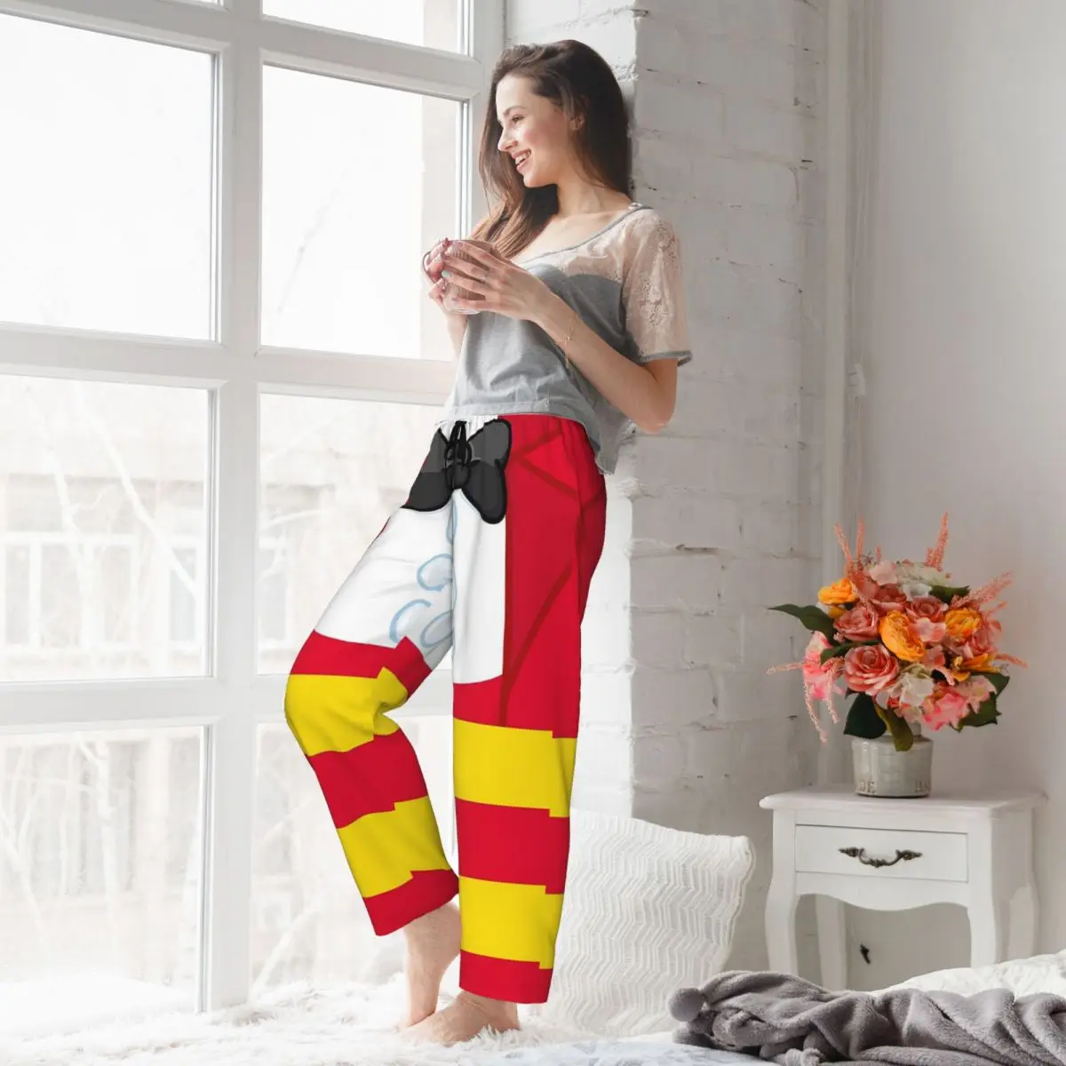 Custom Apron Jollibee Red Bee Suit Filipino Pinoy Filam Baby Women Pajama Pants Lounge Sleep Sleepwear Bottoms with Pockets view 4