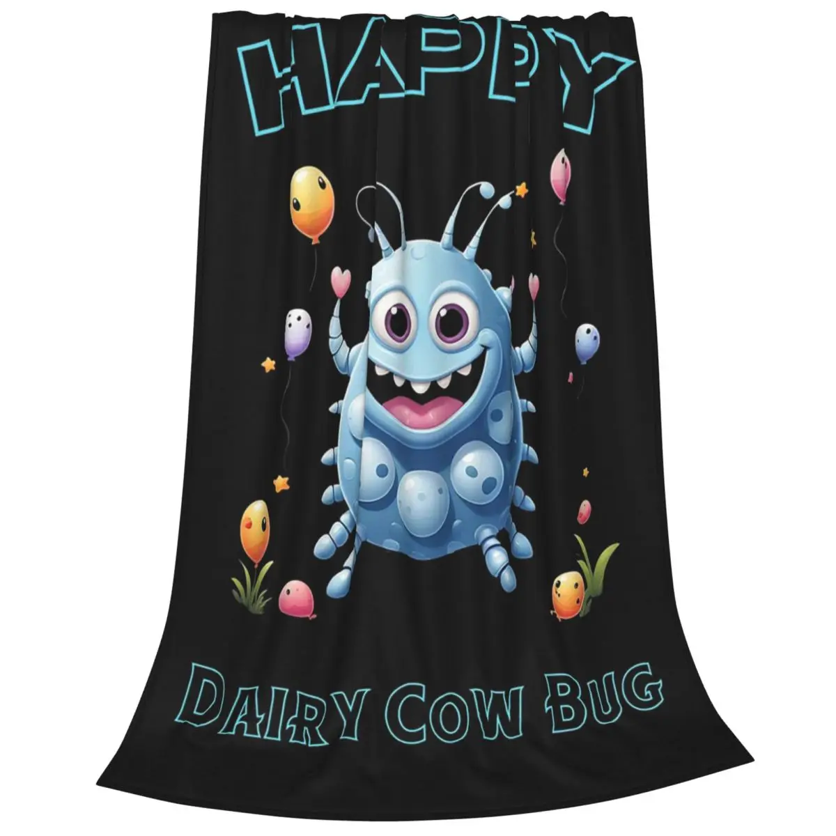 Happy Dairy Cow Bug Isopod Blankets Fleece Warm Sofa Throw Blankets For Home Bedroom Outdoor Throws Bedspread Quilt