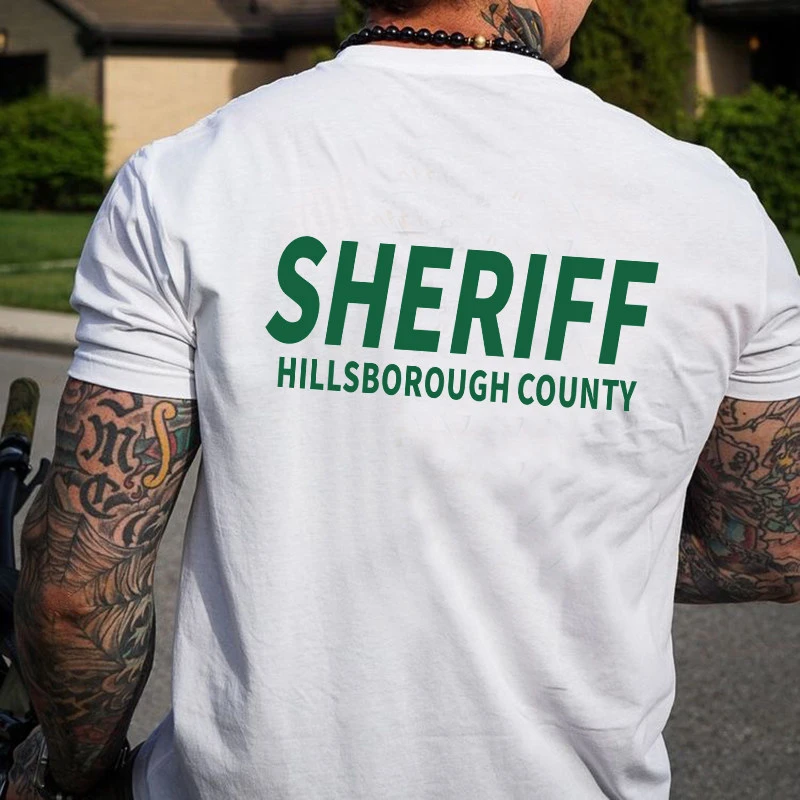 2026 Summer New Tough Guy Club America Series The SHERIFF Badge Printing Short Sleeve T-shirt
