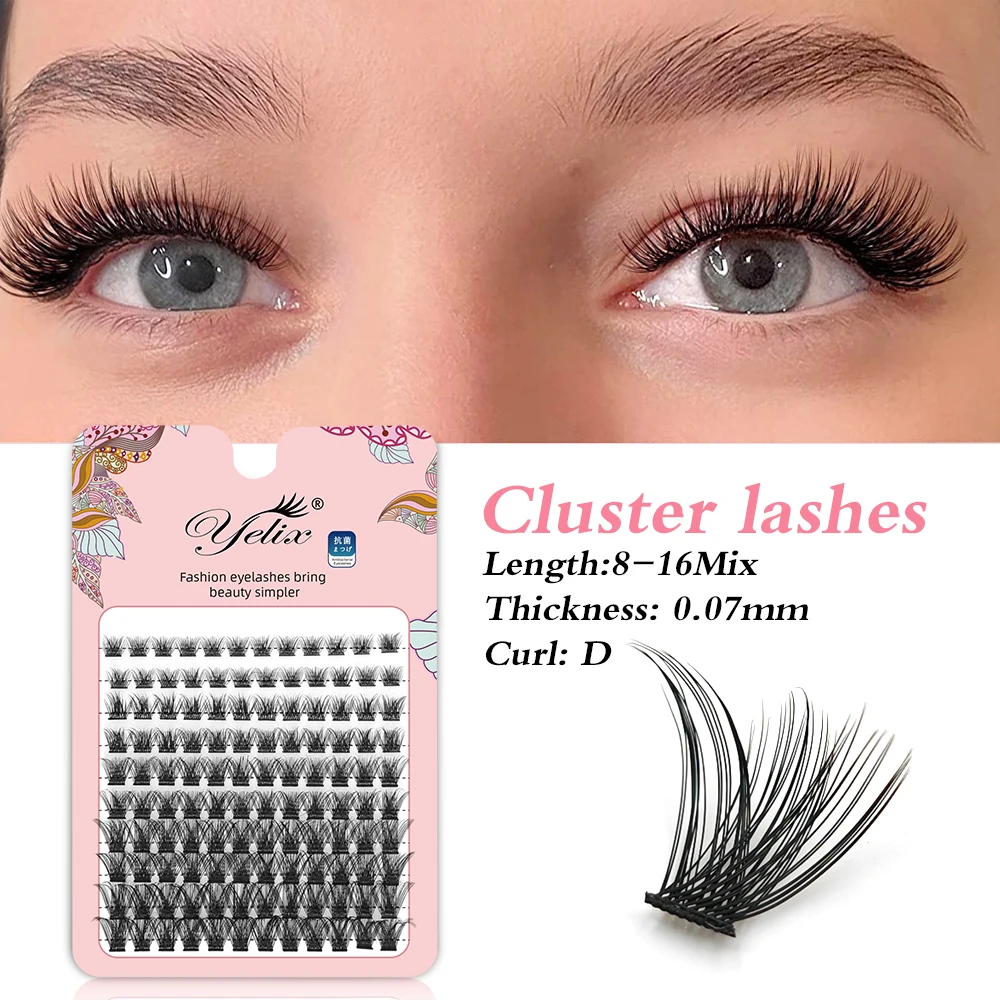 Yelix 120pcs Large Capacity Thick Fluffy Eyelash Extension Manga-Comic Individual Lashes Claster Daily Eyelashes Makeup Tools
