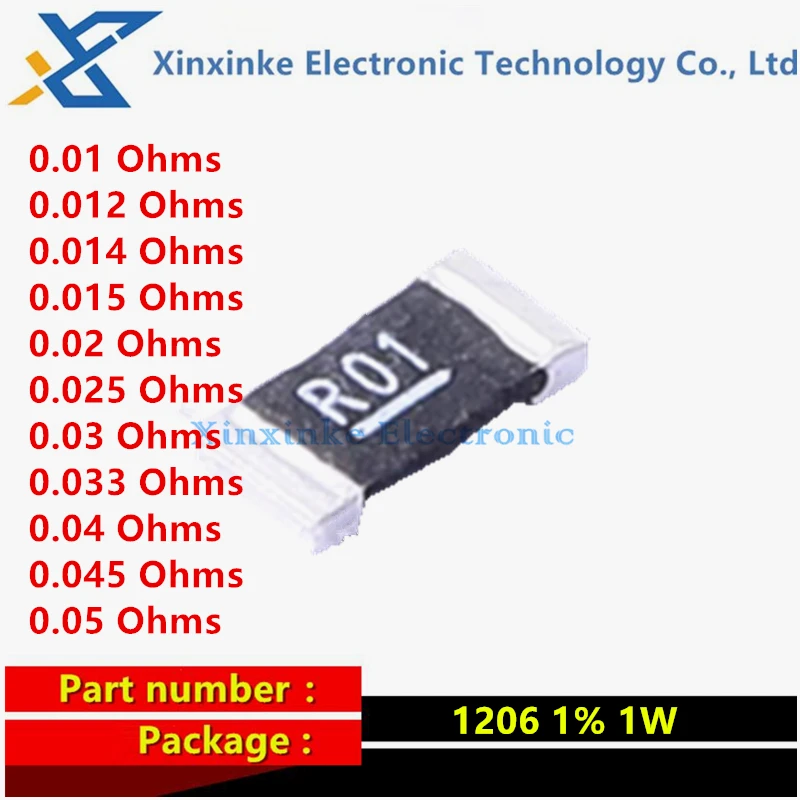 1206 0.012/0.015/0.02/0.025/0.03/0.033/0.05 Ohms Current Sense Resistors - SMD 1watt .01ohms 1% R01F Power Metal Strip Resistors