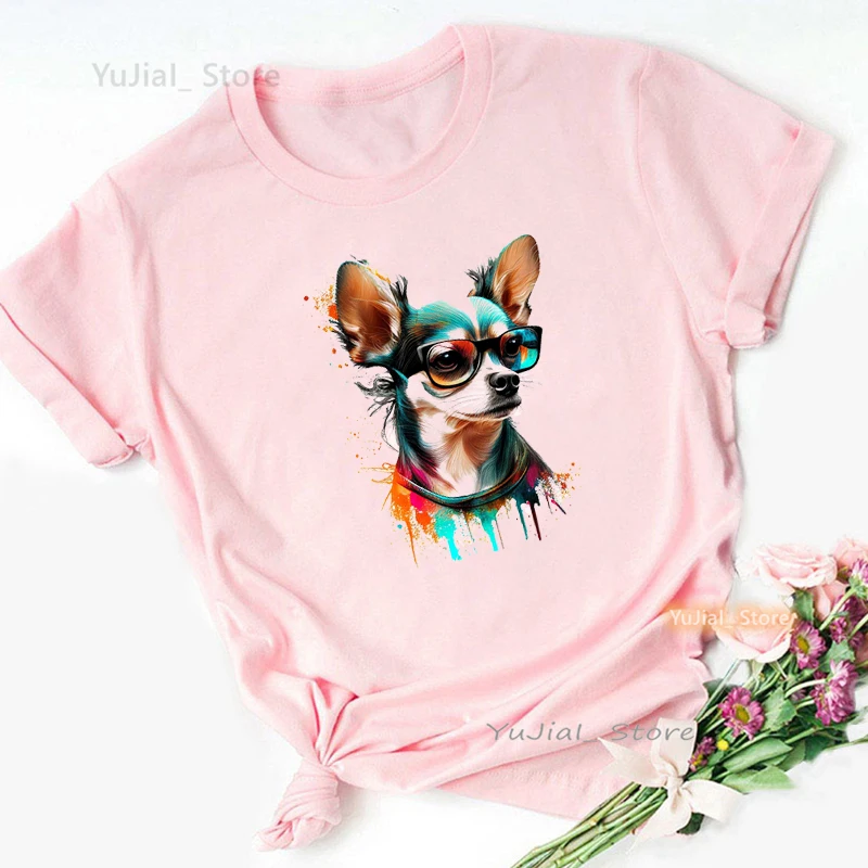 

Watercolor French Bulldog/Pug/Chihuahua/Corgis Animal Print T Shirt Women'S Clothing Cool Funny Dog Lover Tshirt Femme Tops