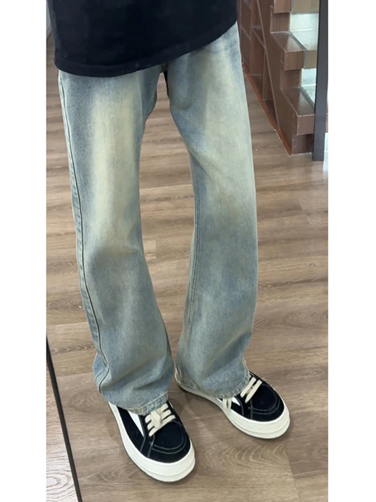 

Мужские джинсы Cleanfit Vintage Blue с флисовой подкладкой, прямого кроя, в американском стиле, расклешенные, молодежные, трендовые, износостойкие, утолщенные