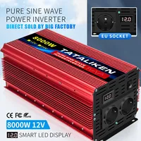 TATALIKEN Pure Sine Wave Inverter DC 12V/24V to AC 220V EU socket 1600W/2500W/3500W/4500W LED Voltmeter Converter Transformer