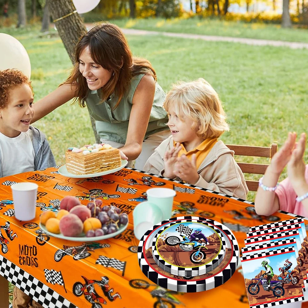 Dirt Bike Motorrad Thema Einweggeschirr Banner Ballon Kuchen Dekor Jungen Motorrad Rennen Geburtstag Party Dekoration Lieferungen – Detail 7