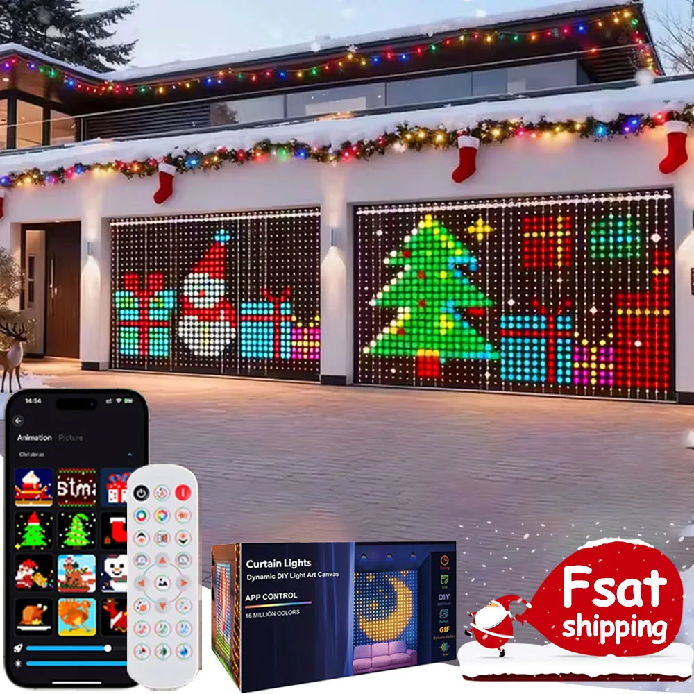 

Smart Curtain Lights 400 LEDs Christmas Lights DIY Color Changing Music Sync Waterproof for Bedroom Outdoor Party Decor