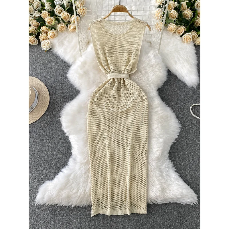 Boho ผู้หญิงฤดูร้อนถัก bodycon ผ้าพันคอชุดลําลอง Hollow OUT Beach Holiday Elegant Tunic PARTY Sheath vestidos