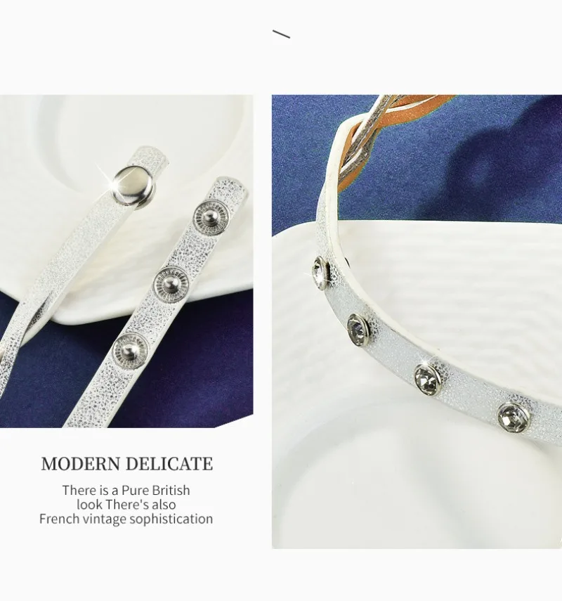 Collare con rivetti a forma di cuore a doppio anello bianco punk piccante, catena con clavicola intrecciata con colletto in vera pelle di metallo