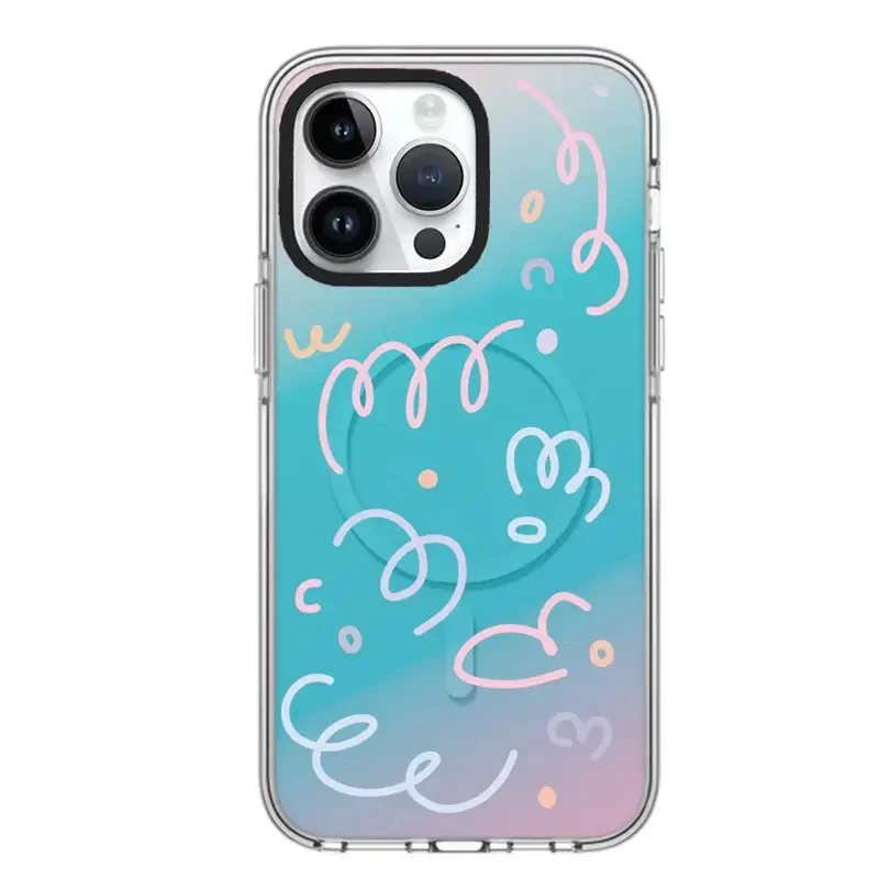 

Colorful Graffiti Acrylic Magnetic iPhone 12 13 15 14 16 Pro Max Protective Case, Fits iPhone 16 Pro Max