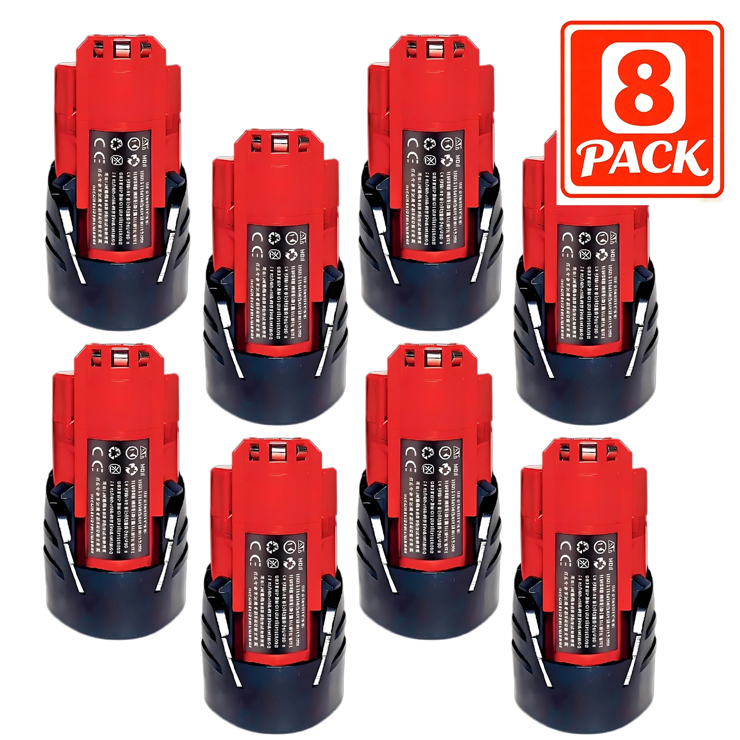 2/4/8 Pack 12V 3.0Ah Lithium-Ion Replacement Battery Compatible with Milwaukee M12 Cordless Tools and Heated Jacket - Fits 48-11-2420 48-11-2440 48-11-2402 48-11-2411