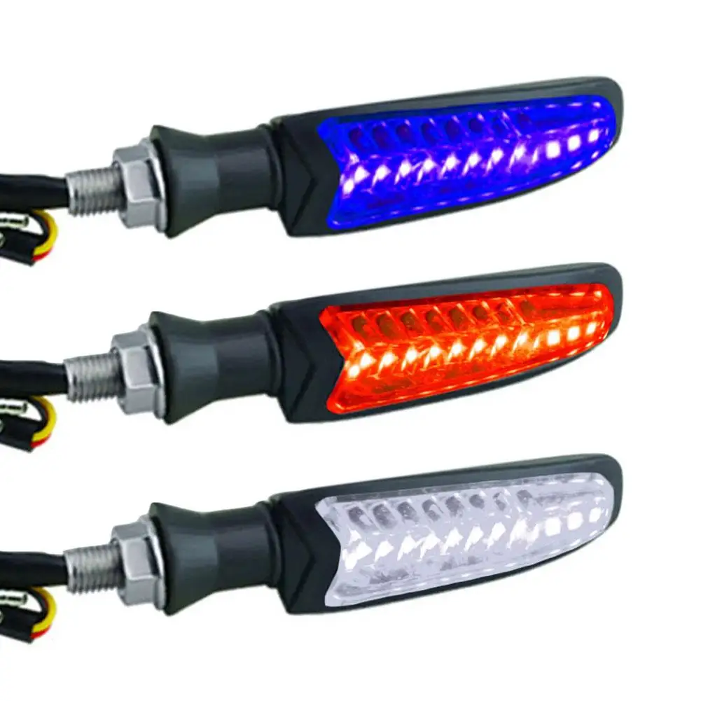 1 Pair Motorcycle LED Turn Signal Lights Water Double Color Flowing Indicator Blinker Lamps Daytime Running Light Pack Of 2