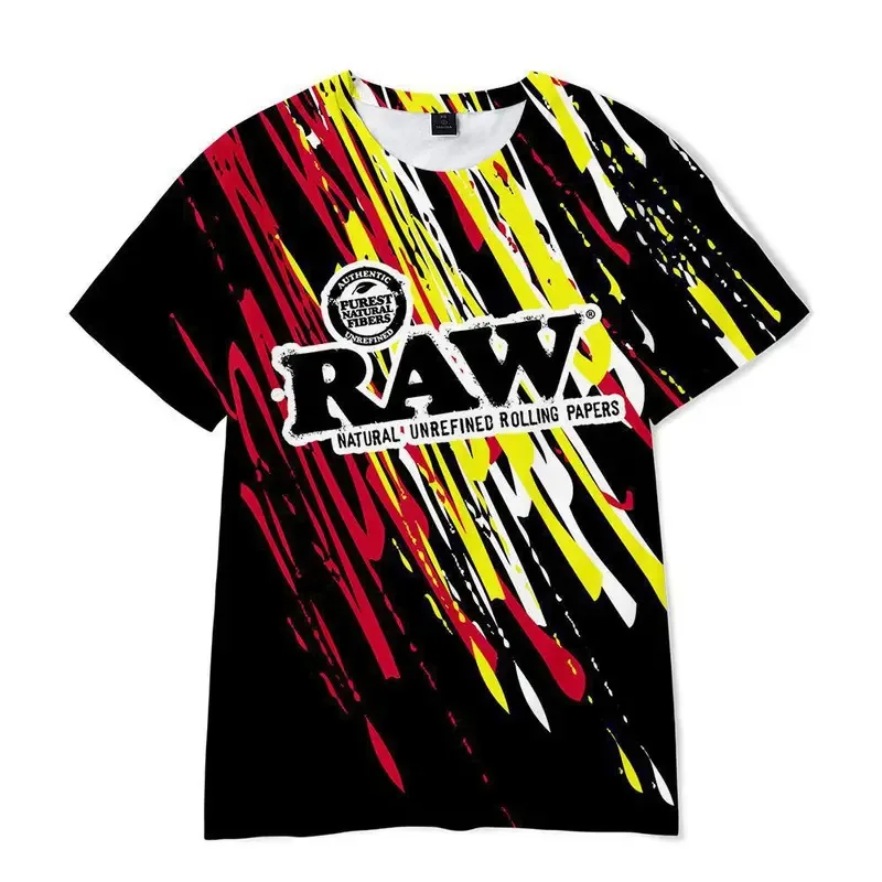 موضة الخام السيجار التبغ سلسلة تي شيرت مطبوع كامل للرجال ثلاثية الأبعاد كول الشارع الهيب هوب تيز موضة حجم كبير رقبة مستديرة Y2k القمم