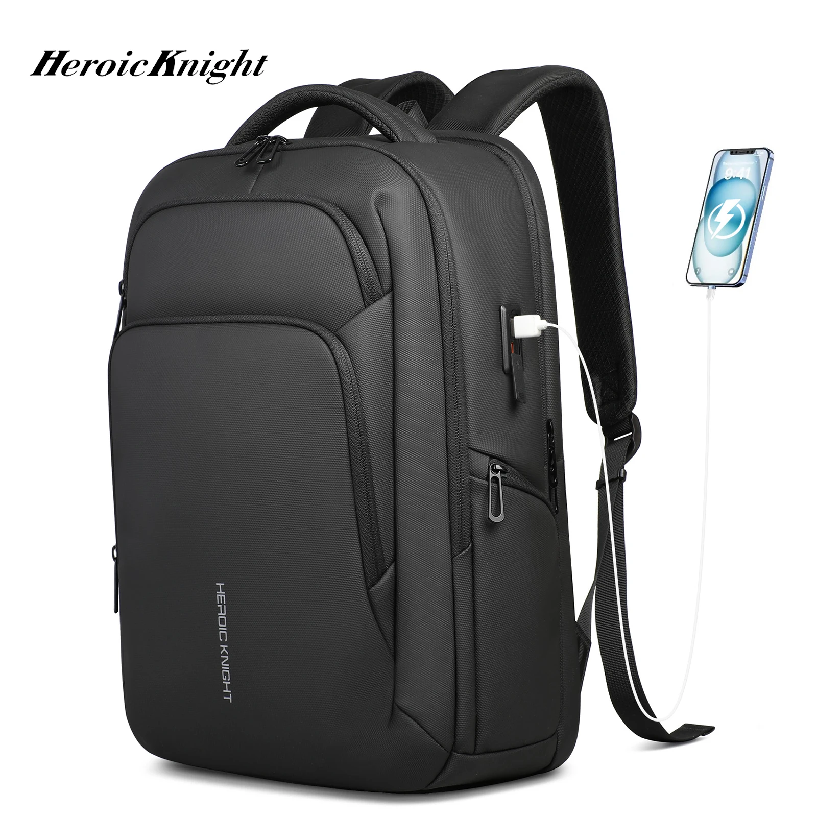 Heroic Knight Business Waterproof Backpacks Multifunction USB Men 17 Inch Laptop Backpack Oxford Large Capacity Travel Backpack