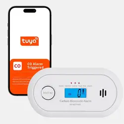 Détecteur intelligent de CO Wi-Fi V-COME avec contrôle Tuya Andrea Control, alarme de monoxyde de carbone WiFi avec batterie CR123A de subdivision, EN50291,VC22WR