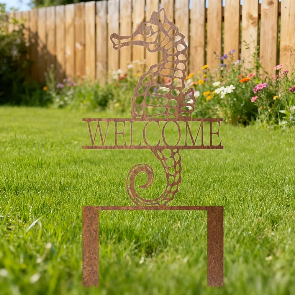 Metal garden decoration, outdoor metal ground stakes, courtyard decoration, no tools required, no electricity needed