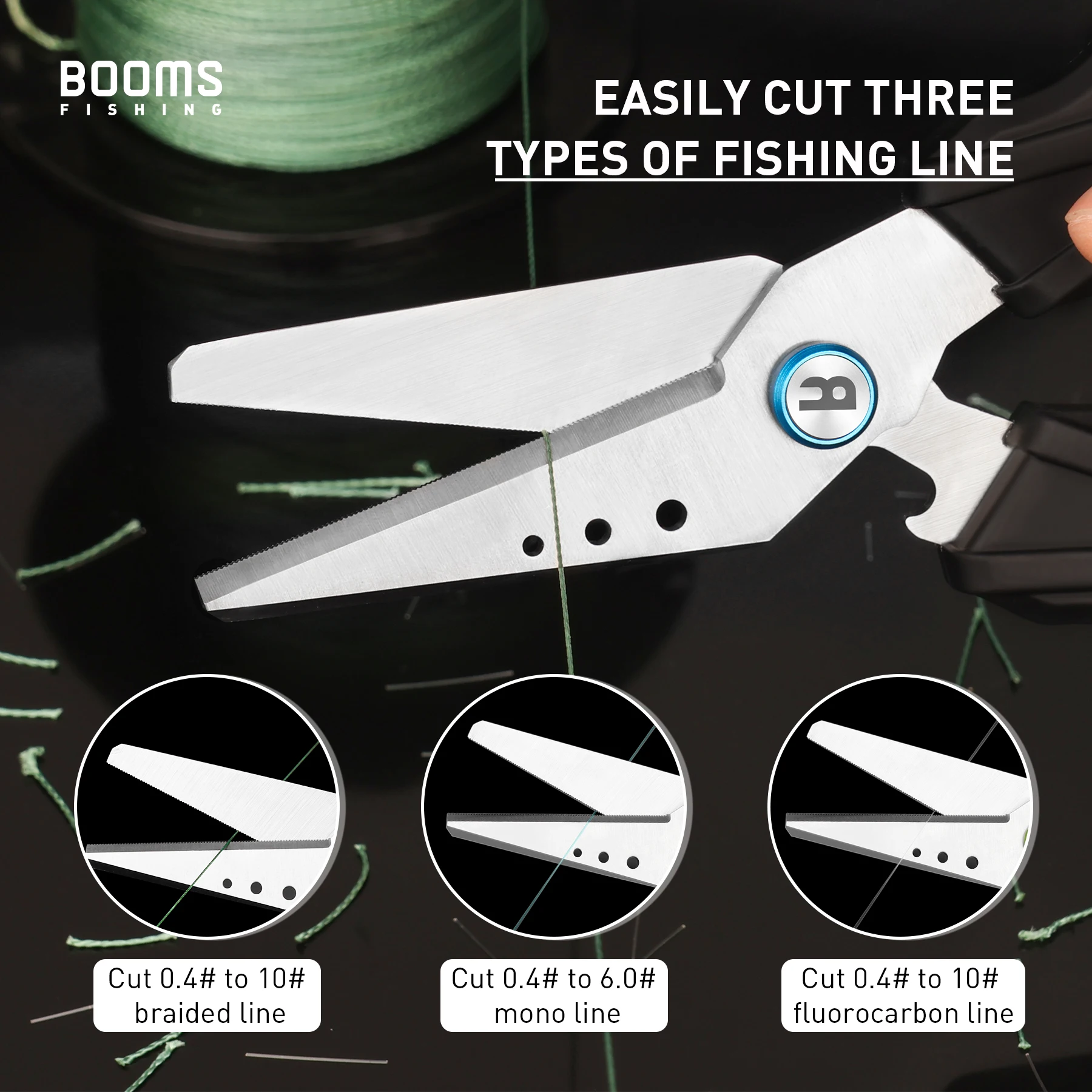 Booms Fishing S04 Stainless Steel Scissors Multifunction Heavy Duty Fish Line Braid Wire Cutter Non-slip Handle New Fishing Tool