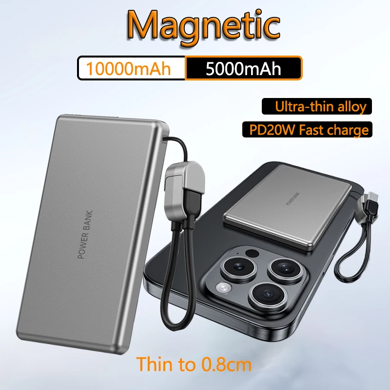 

Новый 10000 мАч Magsafe Power Bank Pd20W Портативная батарея с быстрой зарядкой Высококачественные панели из алюминиевого сплава для IPhone Huawei Xiaomi