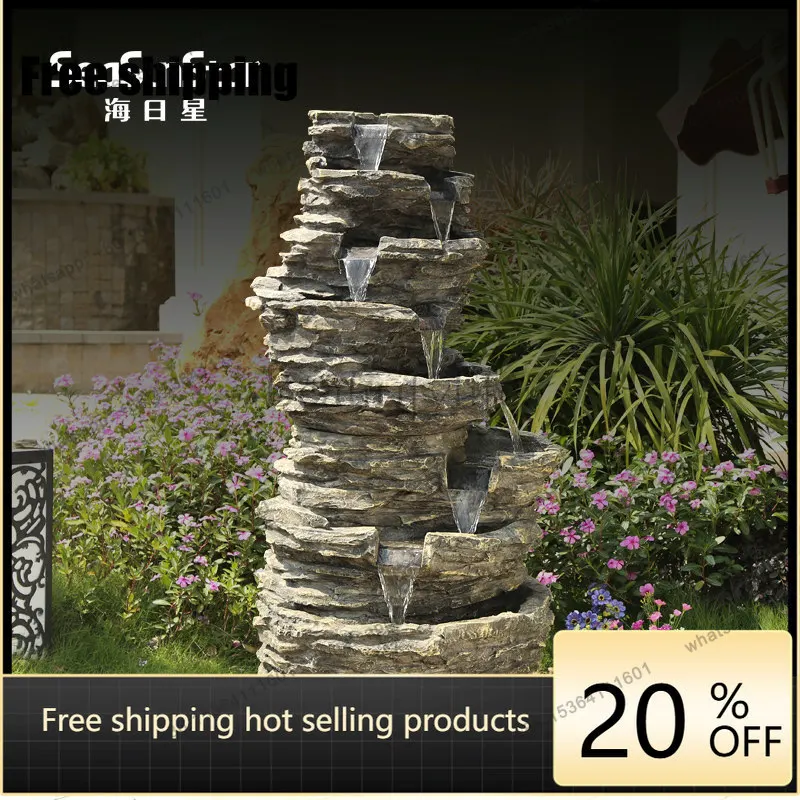 Rockery flowing fountain landscape ornament, creative living room floor ornament bonsai