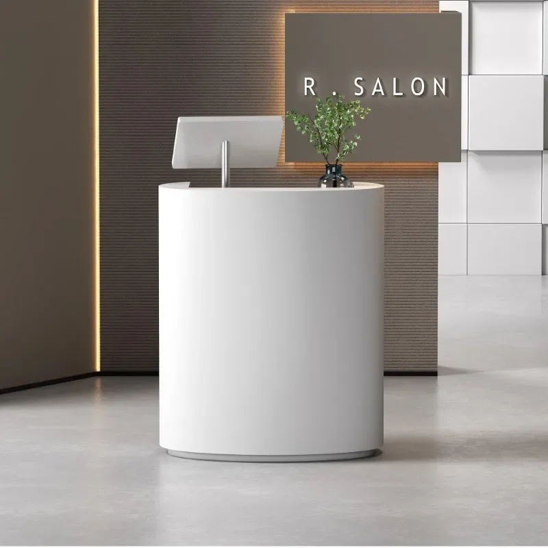 Service  Simple Clothing Store Exhibition Hall Information  Company Front  Pure White Reception Desk Beauty Salon