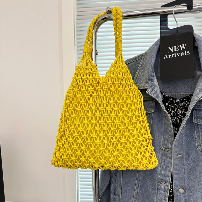 

Повседневные сумки на плечо с внутренним отделением, швейные нитки на ремне, 2024, горячая распродажа, сумки для женщин, тканая сумка из хлопчатобумажной ткани с открытым карманом