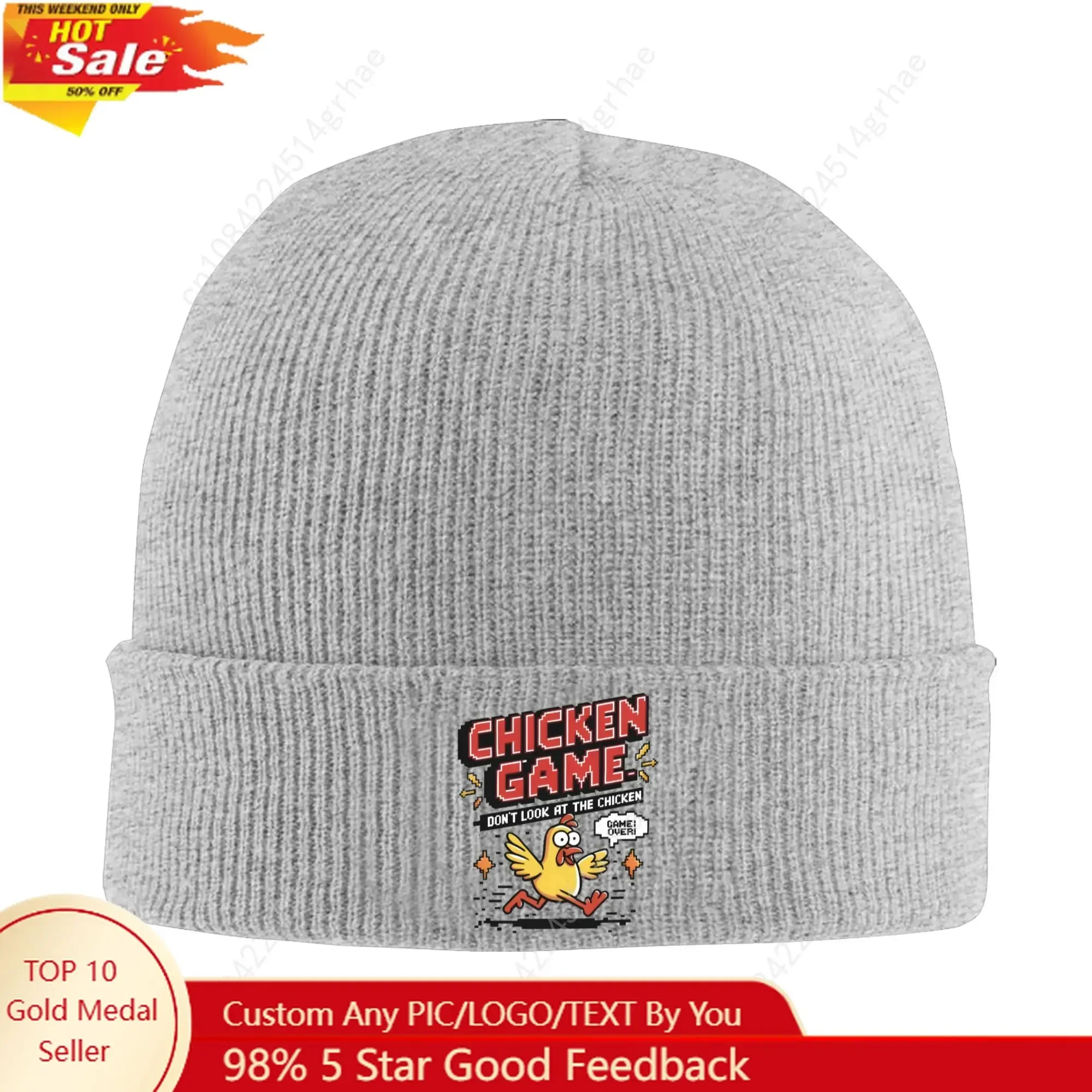 

Chicken Game Don't Look At The Chicken Skullies Beanies Caps Men Women Unisex Street Winter Warm Knit Hat Adult Bonnet Hats