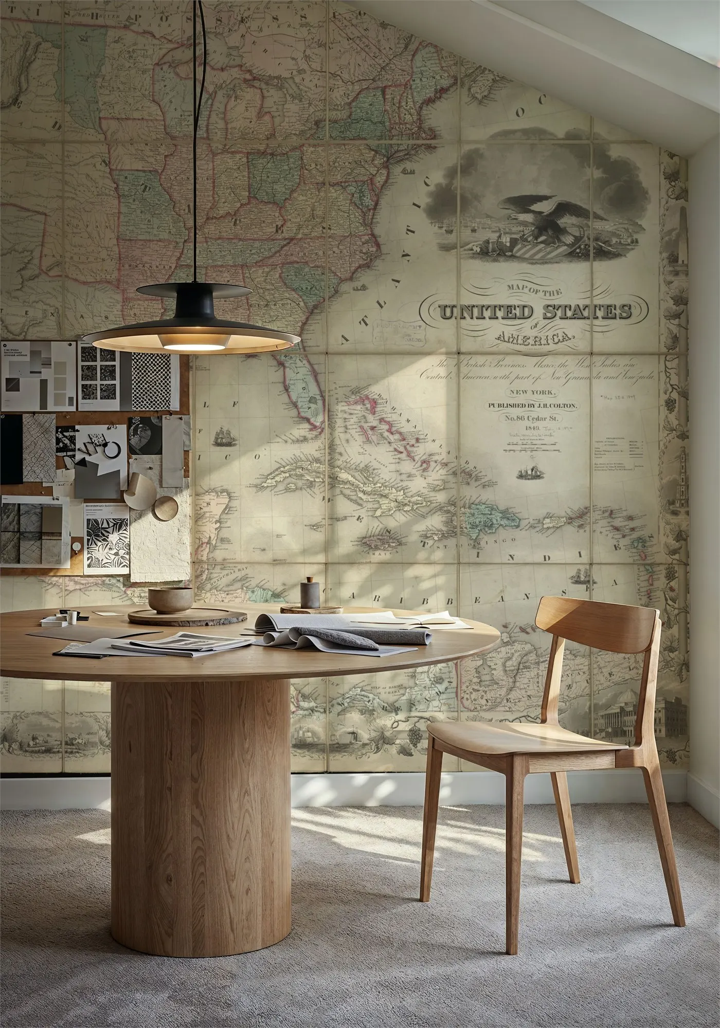 Custom Coltons Unites States Map 1849 Wallpaper for Walls Made to Measure Large Wall Mural