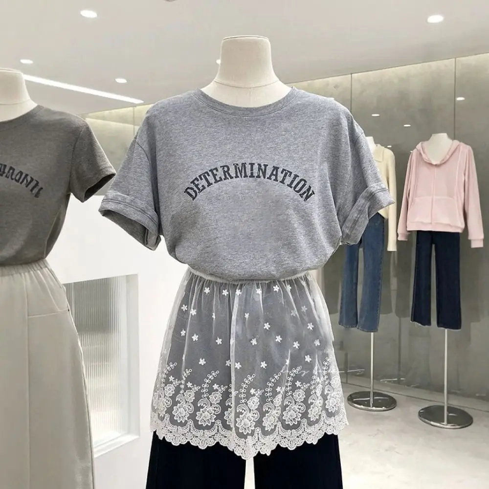 Trendy Lace Trim Fart Curtain for Women Flower Embroidery Y2K Hip Curtain Versatile Pretty Mini Skirt Trousers Decoration