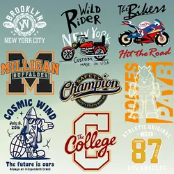 Motorcycle Sport Style New York Baseball Iron on Decals Applique for Cloth High quality adhesive backing DIY Decoration