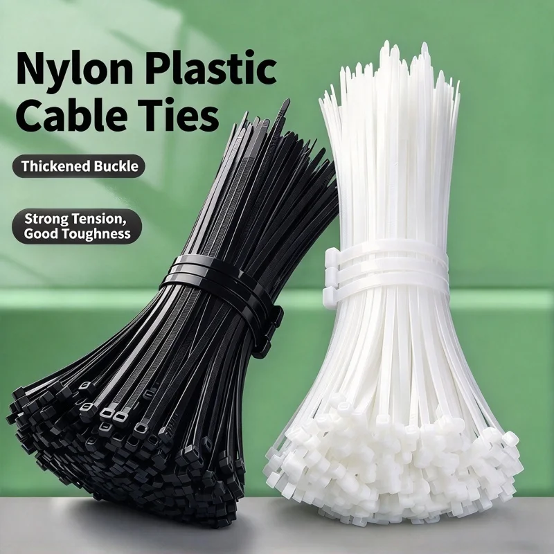 50pcs Nylon Zip Tie Self Locking Rope Zip Tie Adjustable Cable Fastening Zip Ties Fixed Home Office Wires