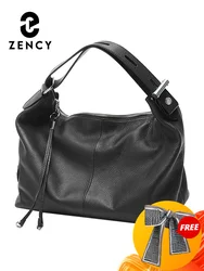 Zency 100% Genuine Leather Women Hobo Bag Fashion Lady Tassel Shoulder Bags Classic Travel Handbag Crossbody Purse 2024 Trendy