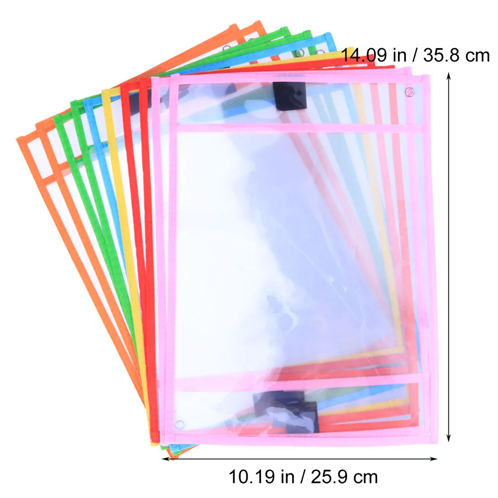 12 Pcs Erase Pocket Sleeves Reusable Clear Wipe Child Waterproof File Resuable Pockets Folder Insert