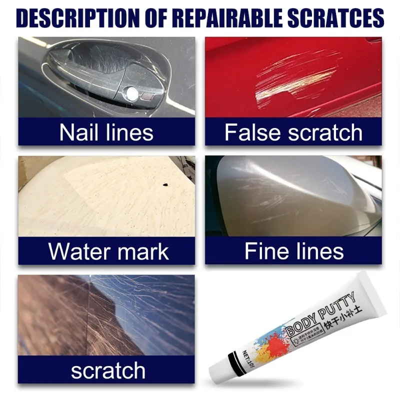 Car Scratch Repair Paste Dent Filler Putty Quick Dry Repair Filler Dents Deep Scratches Repairing Wax 10g