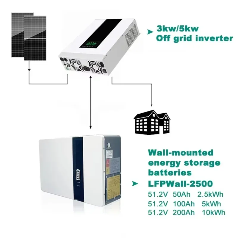 壁掛け式 51.2V 50Ah 100Ah 200Ah リチウムイオン電池 サプライヤー 充電器ケース ソーラー Lifepo4 リン酸鉄リチウム電池 BMS付き