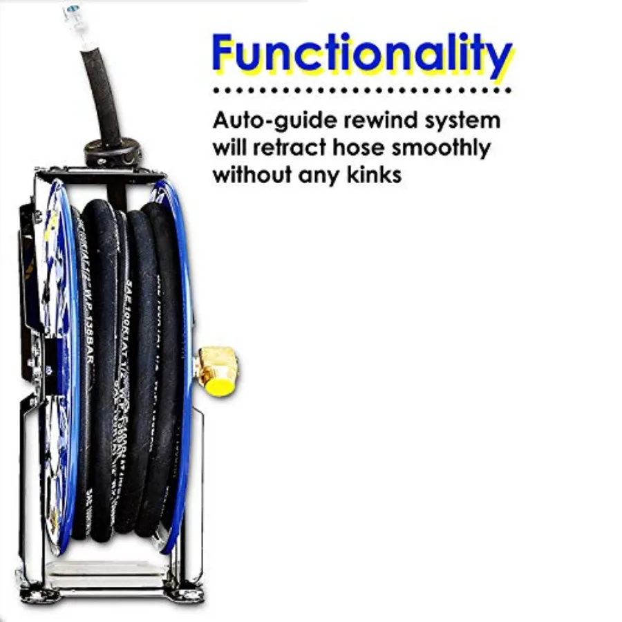 Selang Oli Gulung Otomatis 1/2 Inci x 50 Kaki Panjang Premium Komersial SAE 100R1AT dengan Tekanan Maksimum 2320 Psi Konstruksi Baja