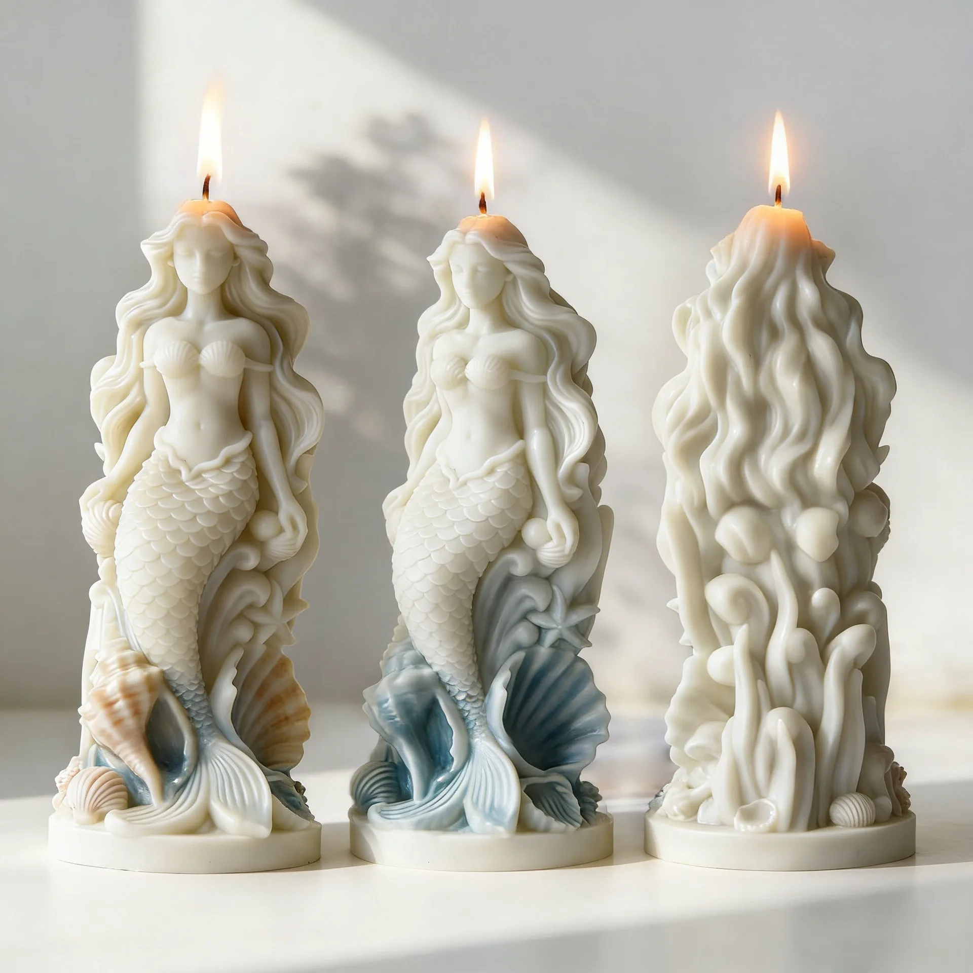 DIY Meerjungfrau-Muschel-Deko Silikonform Handgemachte Aroma-Kerzen Gipsform Ornamente Formen Sojawachs Kerzenherstellungszubehör