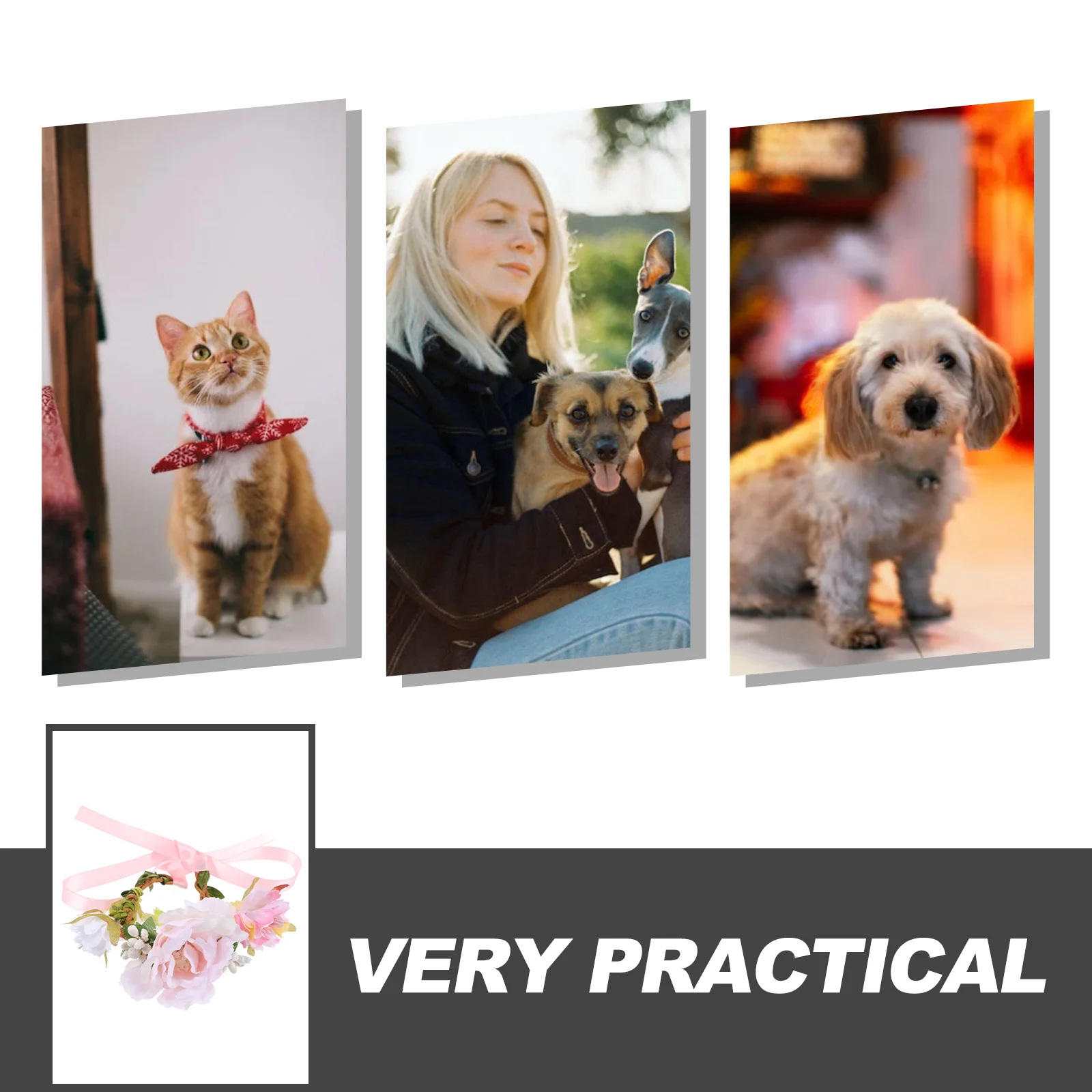 

Pet Wreath Collar For Cats Dogs, Flower Cat Collar Decor, Cute Kitten Puppy Accessory For Birthday Christmas Party, Soft