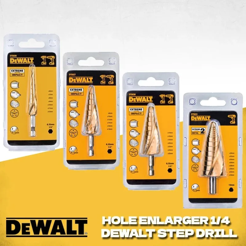 

DEWALT DT5026 DT5027 DT5030 DT5031 Hole Enlarger Step Drill 1/4 Hex Shank Titanium Coated Wood Metal Hole Cutter Core Drill Bit